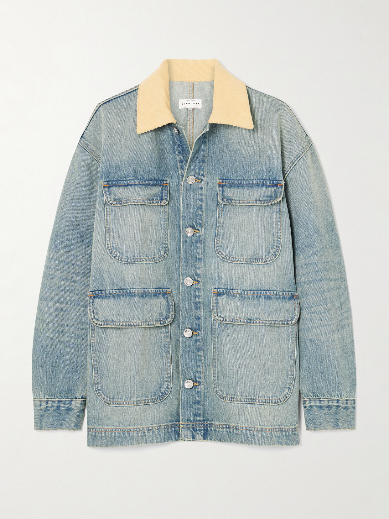 Slvrlake Hayden Corduroy-trimmed Denim Jacket In Blue