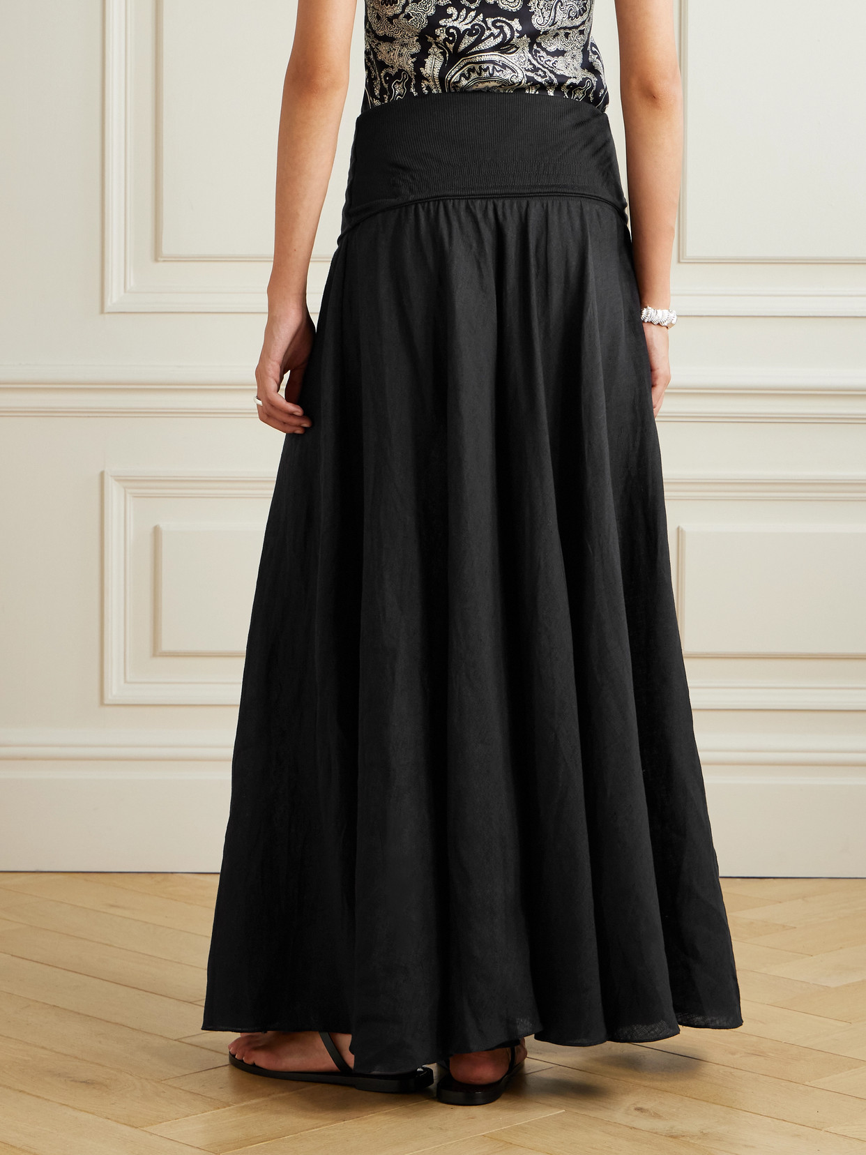 Johanna Ortiz Light And Sound Convertible Linen-blend Maxi Skirt In Black