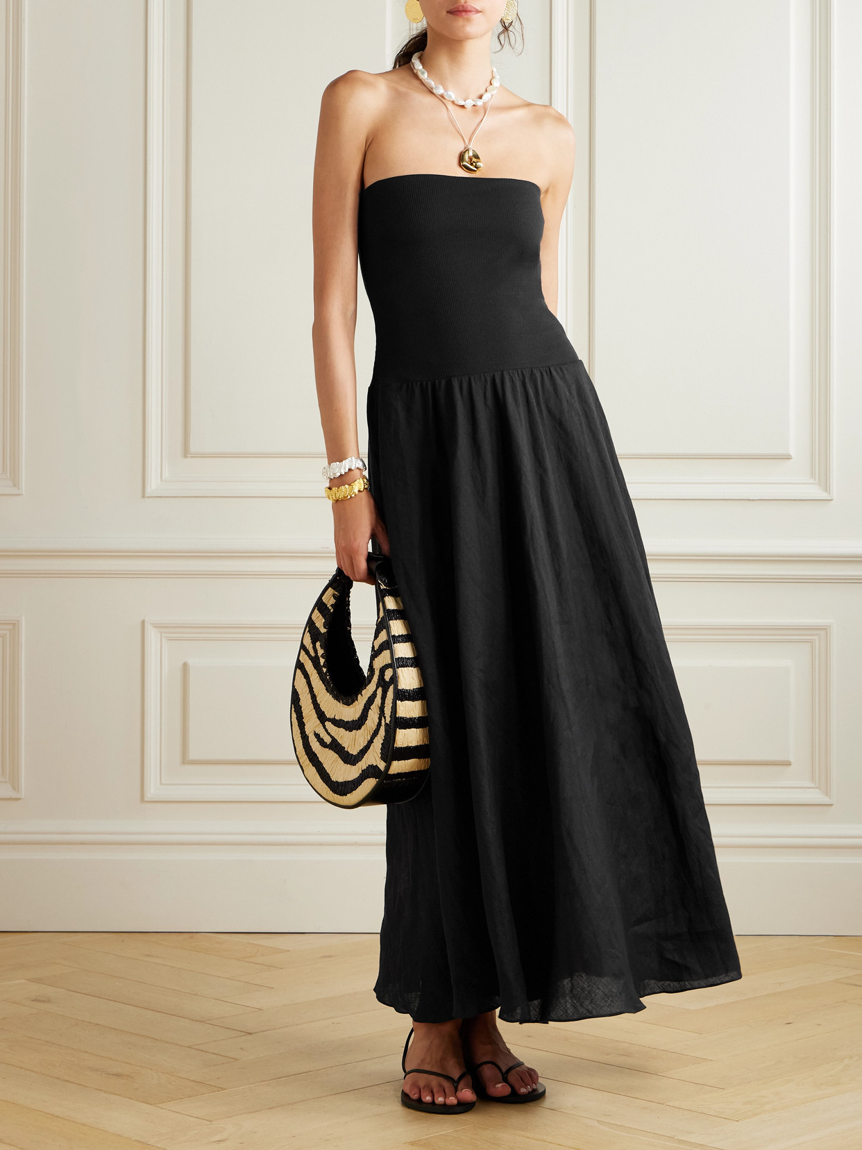 Johanna Ortiz Light And Sound Convertible Linen-blend Maxi Skirt In Black