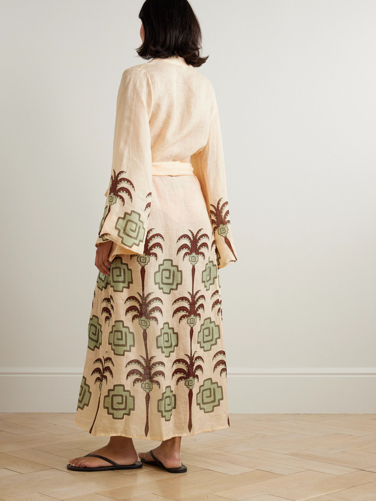 Johanna Ortiz Boa Whisper Palm-tree Geometric-print Robe In Multi