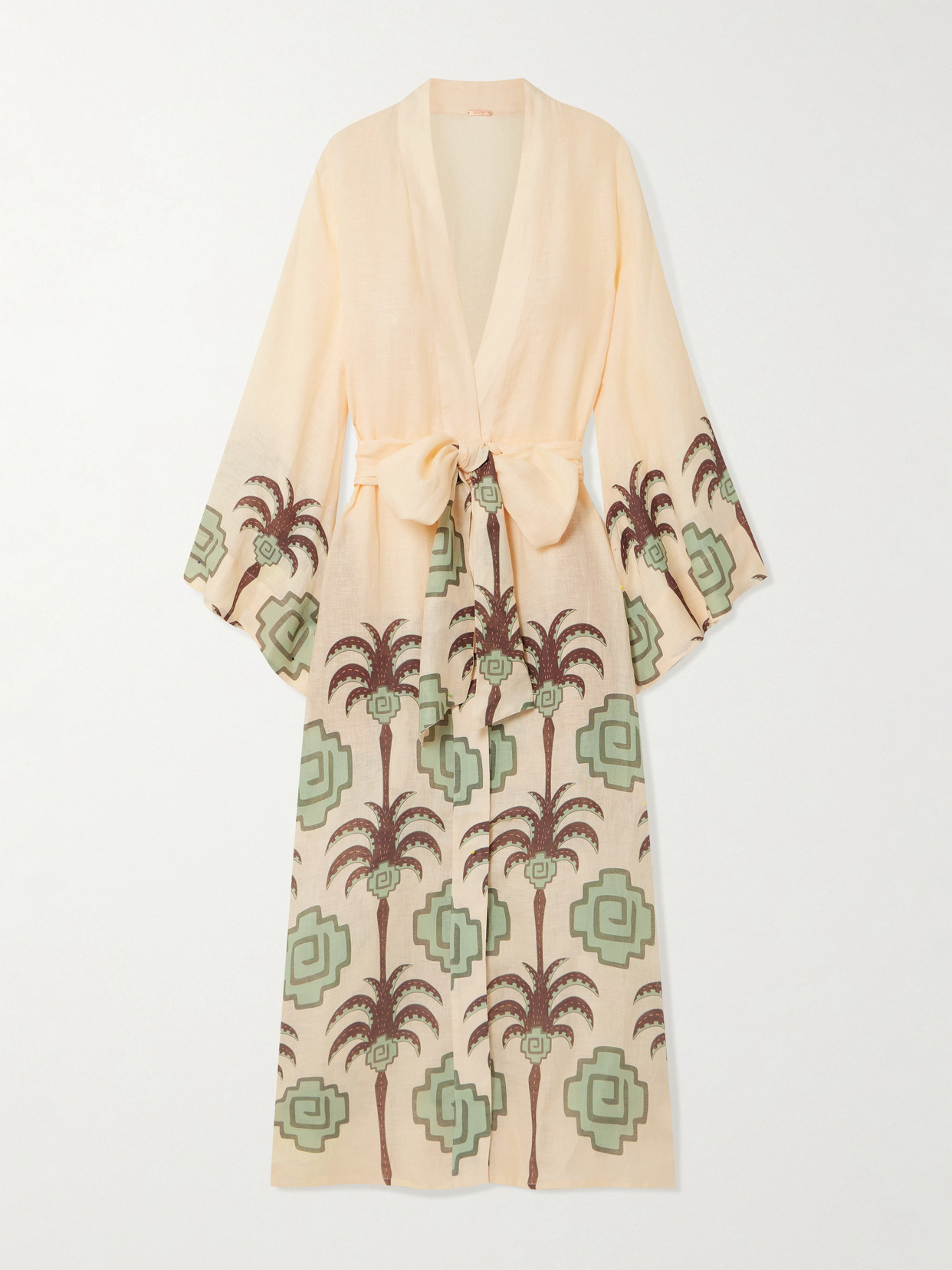 Johanna Ortiz Boa Whisper Belted Printed Linen Coverup In Multi