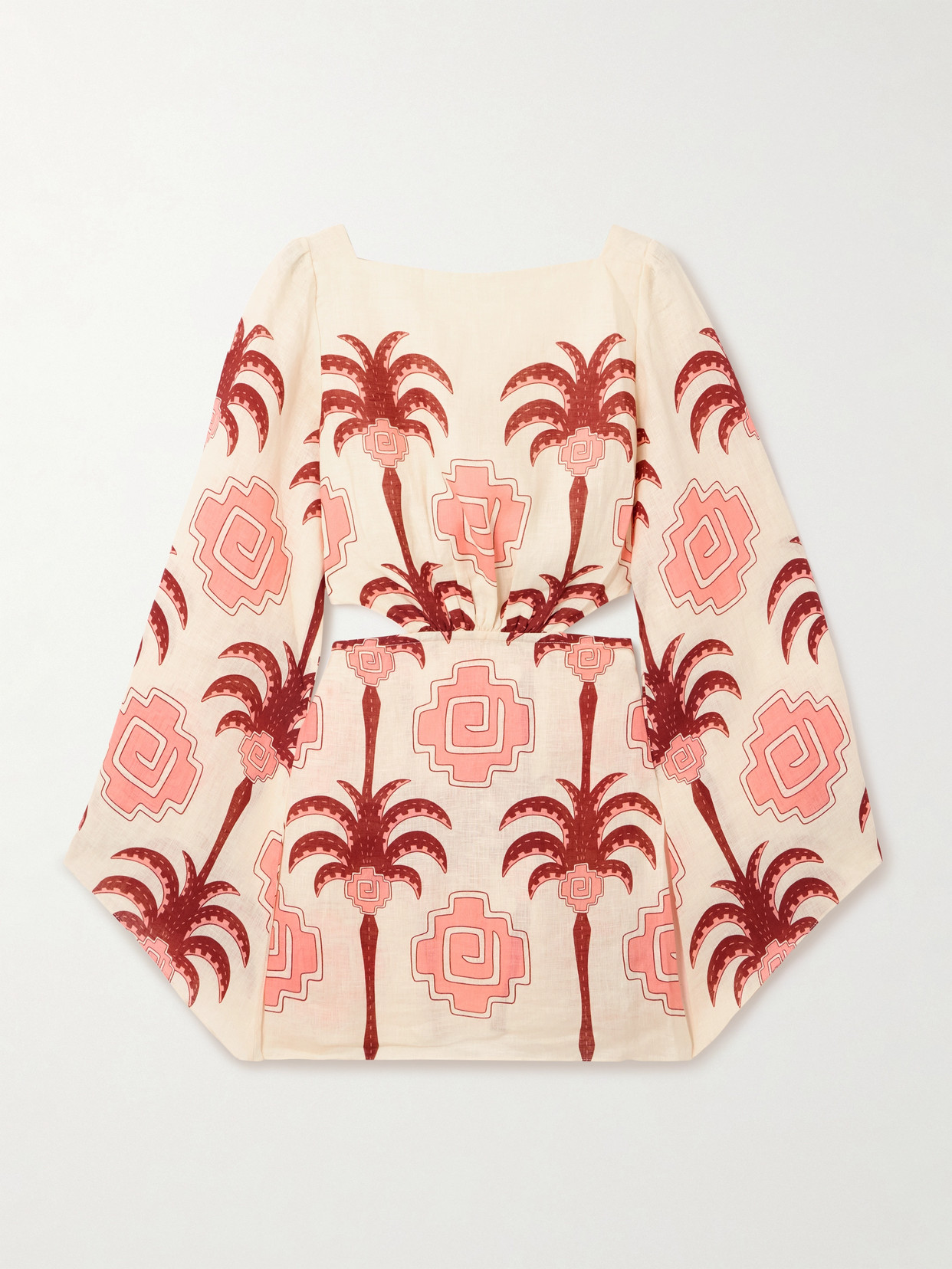 Johanna Ortiz Wave After Wave Cutout Linen Mini Dress In Multi