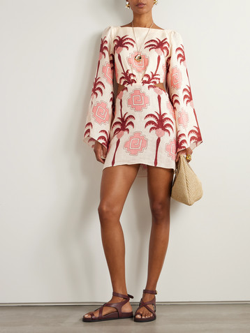 Johanna Ortiz Wave After Wave cutout linen mini dress