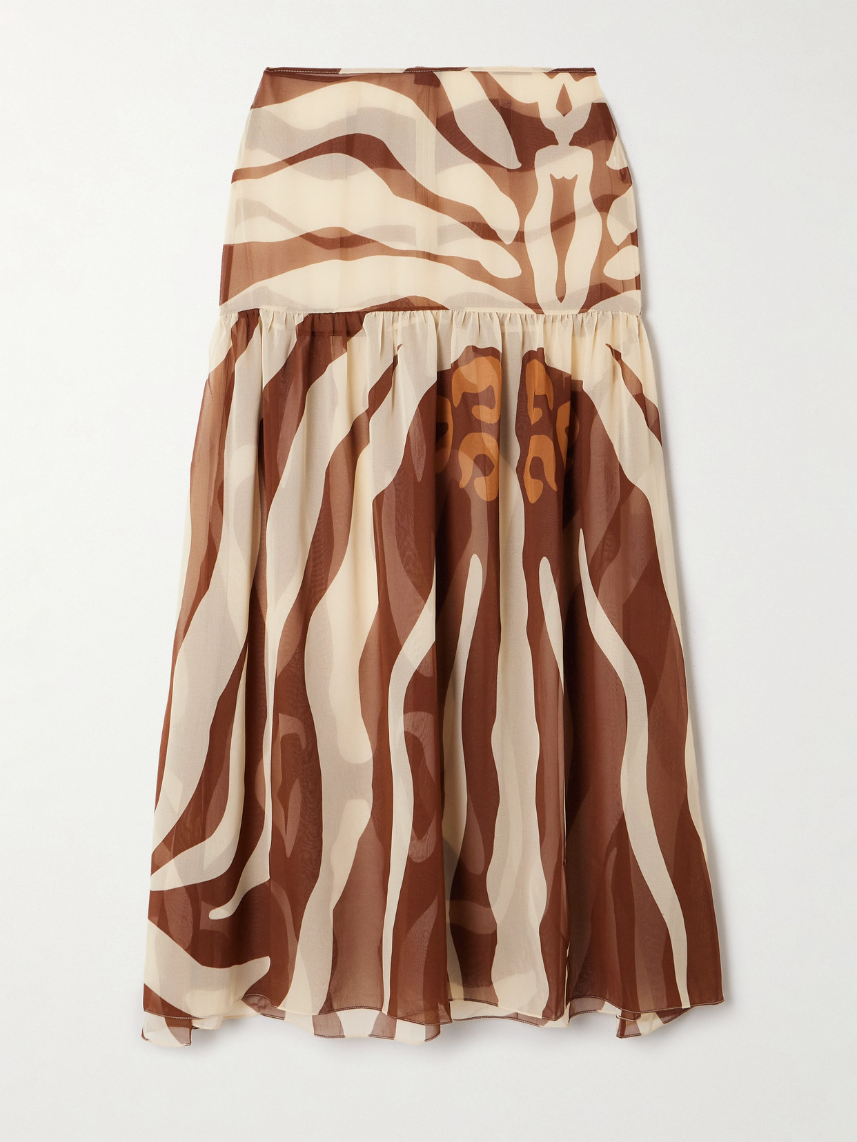 Johanna Ortiz Bohemia Gathered Printed Recycled-chiffon Maxi Skirt