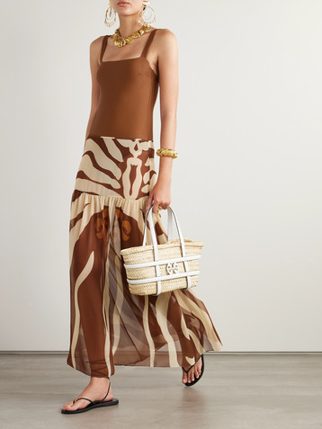 Johanna Ortiz Bohemia gathered printed recycled-chiffon maxi skirt