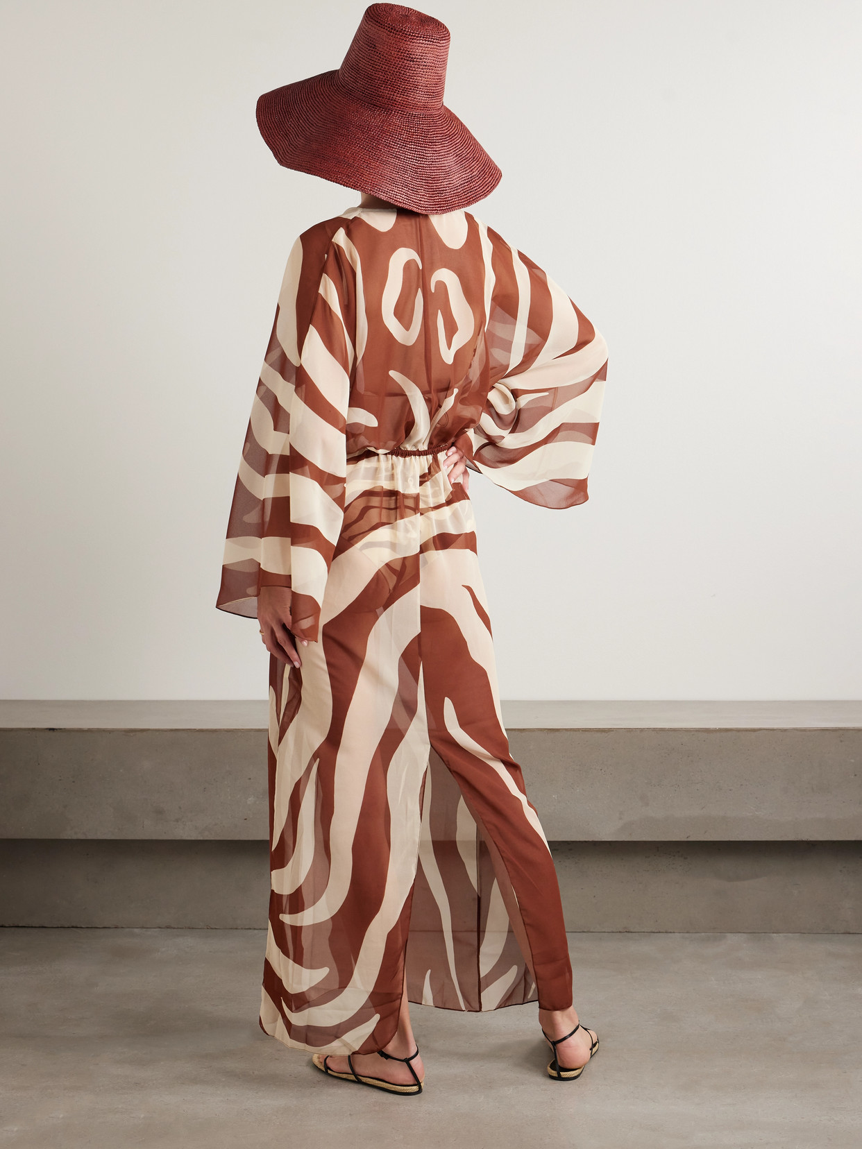 Johanna Ortiz Spiritual Healers Printed Recycled-georgette Maxi Dress In Brown