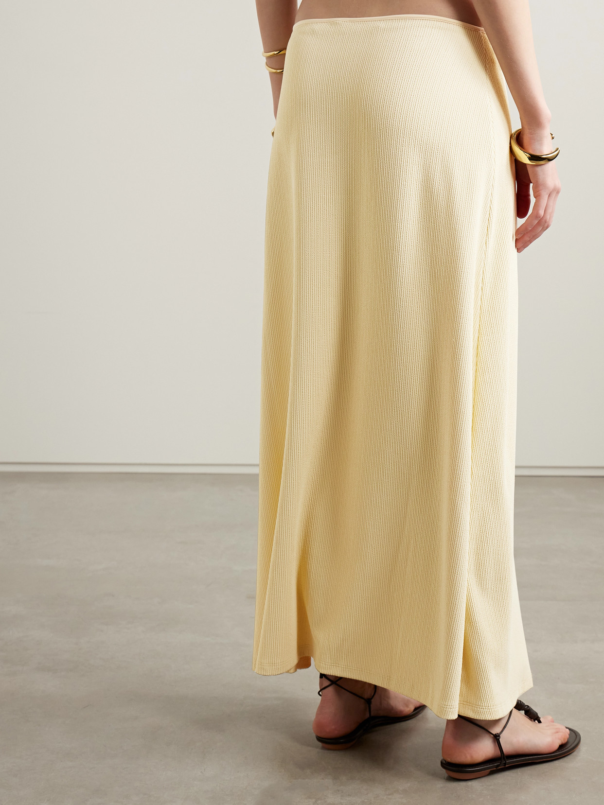 Johanna Ortiz Keel Embellished Ribbed Stretch Recycled-jersey Maxi Skirt