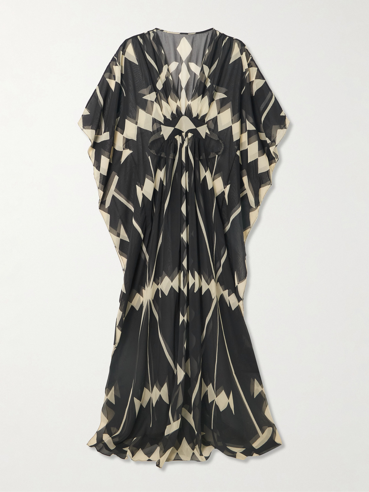 Johanna Ortiz Secret Garden Printed Recycled-georgette Kaftan In Black