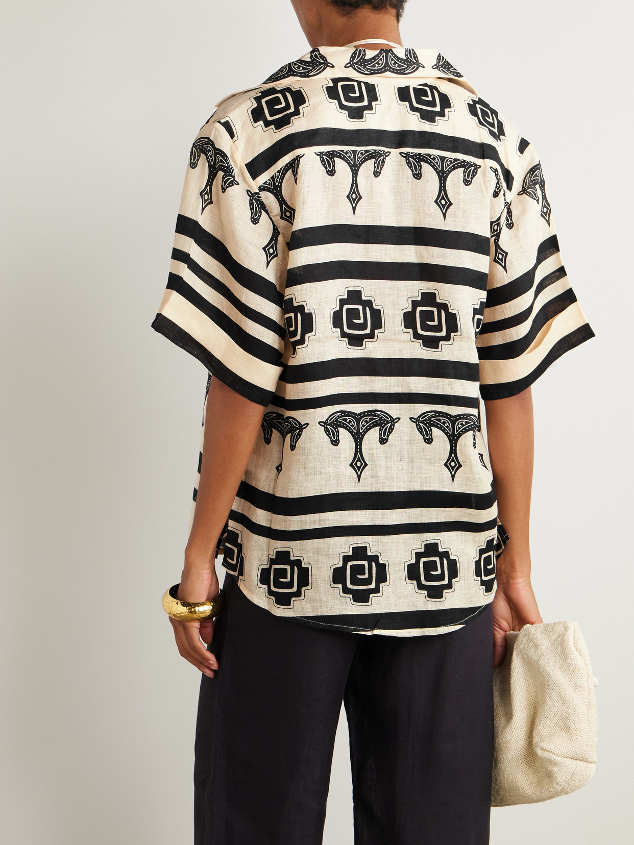Johanna Ortiz La Creciente Horse-print Striped Shirt In Neutral