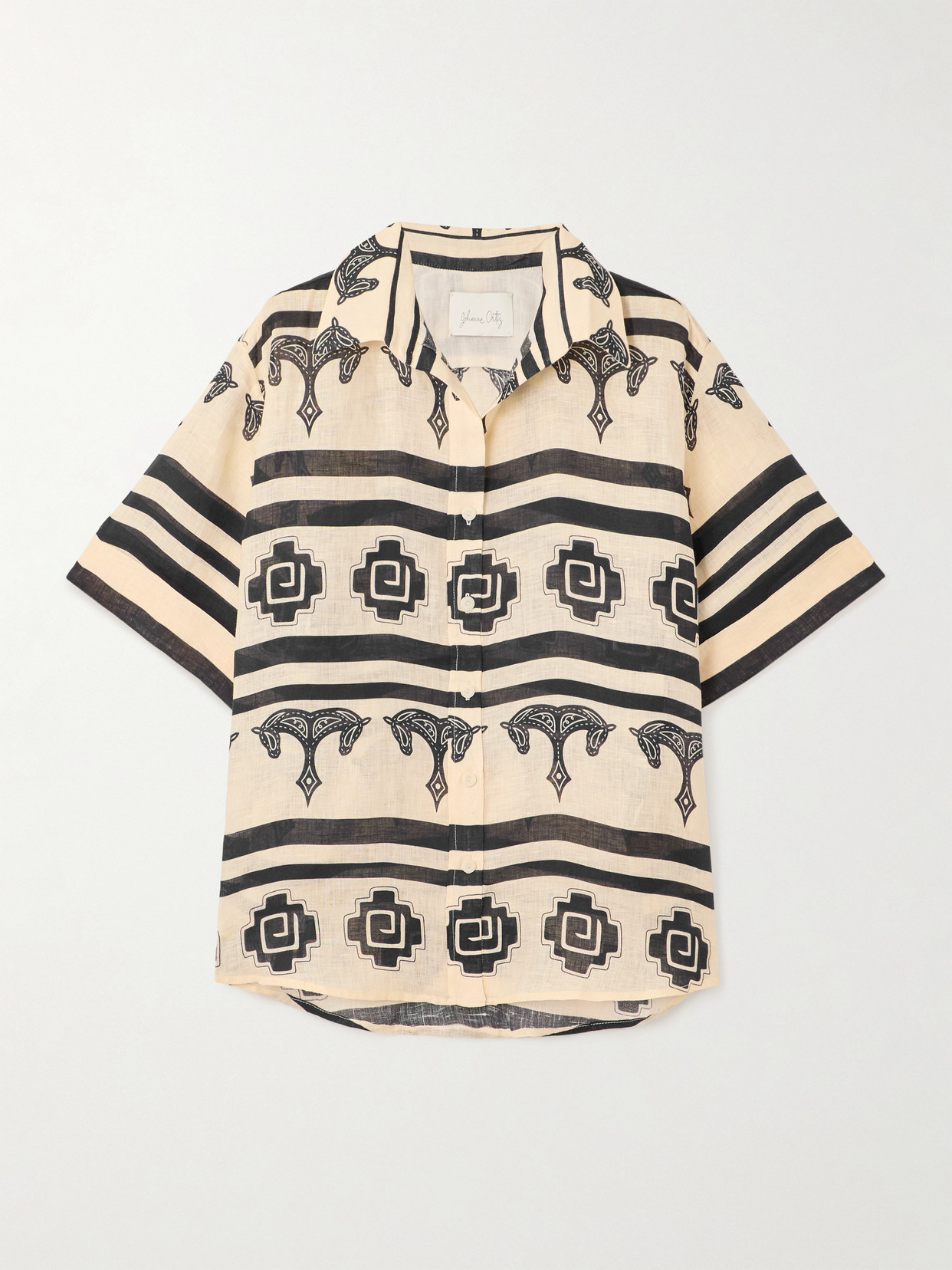 Johanna Ortiz La Creciente Printed Linen Shirt In Neutral