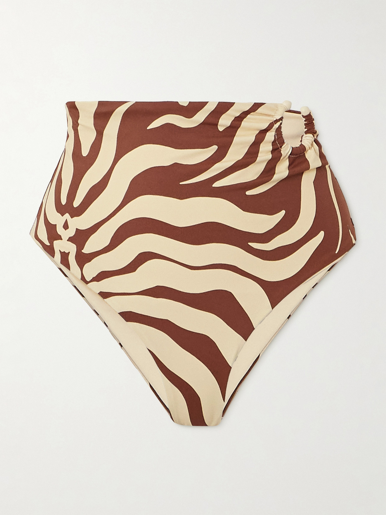 Johanna Ortiz Taita Reversible Embellished Printed Recycled Bikini Briefs In Sand