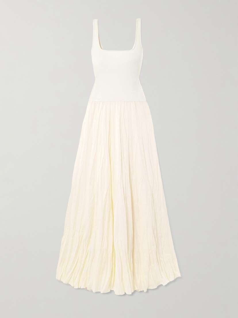 Johanna Ortiz Mariner Ribbed Knit-trimmed Organic Linen-blend Poplin Maxi Dress