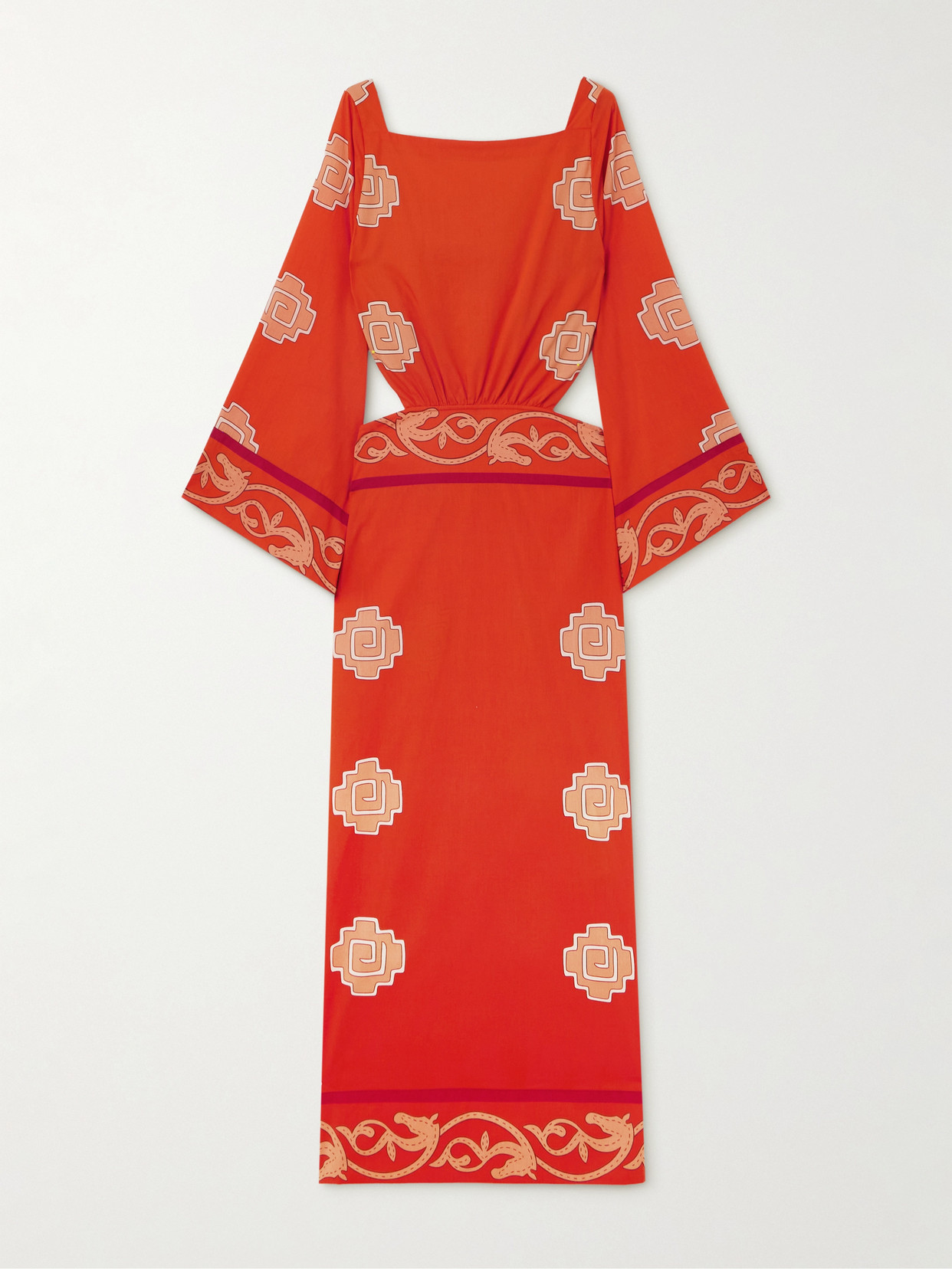 Johanna Ortiz - Underwater Sanctuary Open-back Printed Cotton-poplin Maxi Dress - Red