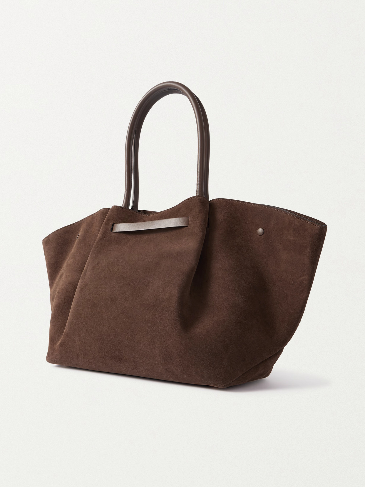 Demellier New York Leather-trimmed Suede Tote In Brown