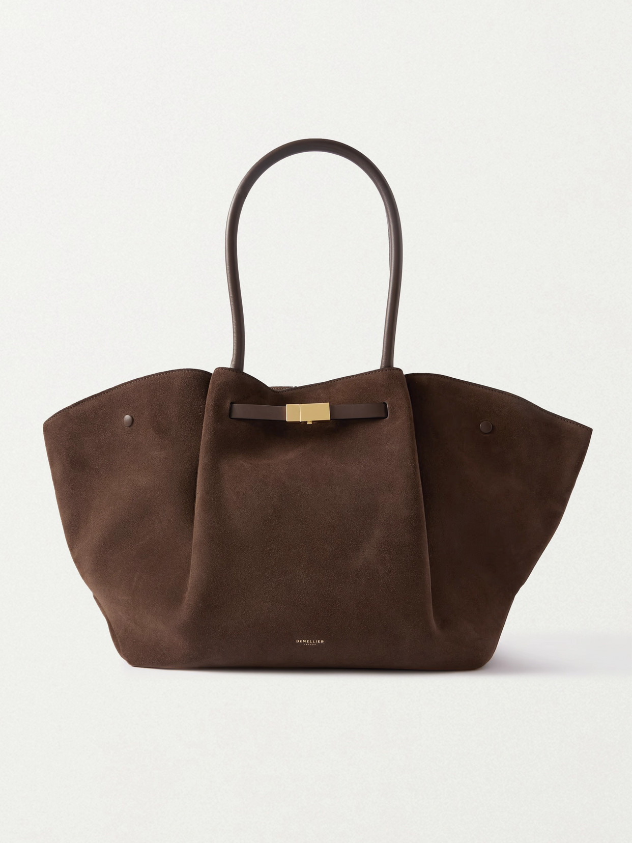 Demellier New York Leather-trimmed Suede Tote In Brown