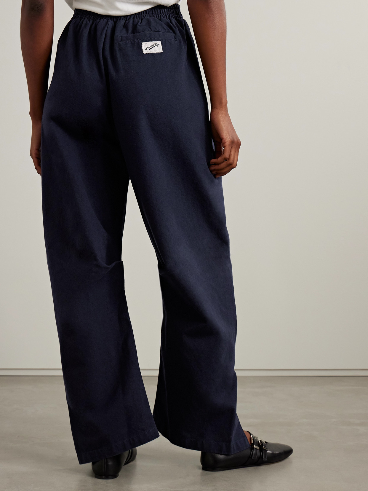 Sea Carolyn Belted Pleated Cotton-canvas Barrel-leg Pants In Blue
