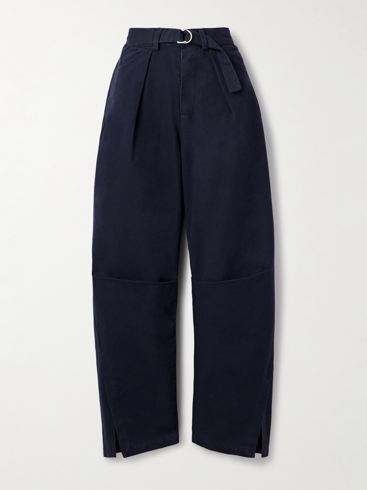 Sea Carolyn Belted Pleated Cotton-canvas Barrel-leg Pants In Blue