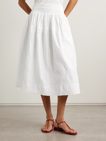 Sea Camden pleated cotton-poplin midi skirt