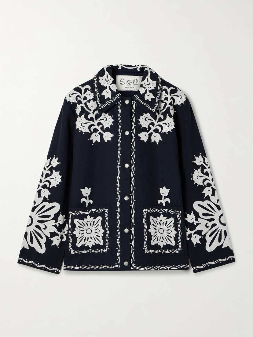 Sea Liliana Studded Appliquéd Cotton-canvas Jacket