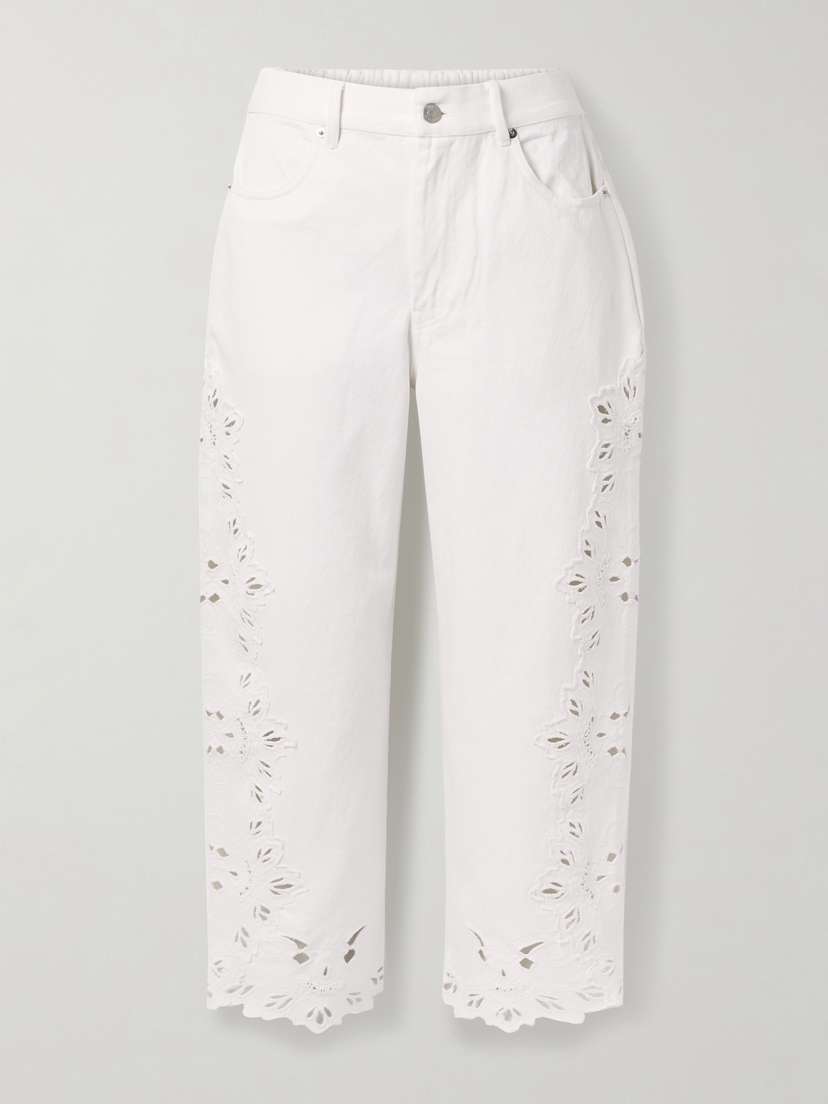 Sea Cavina Cropped Broderie Anglaise Barrel-leg Jeans