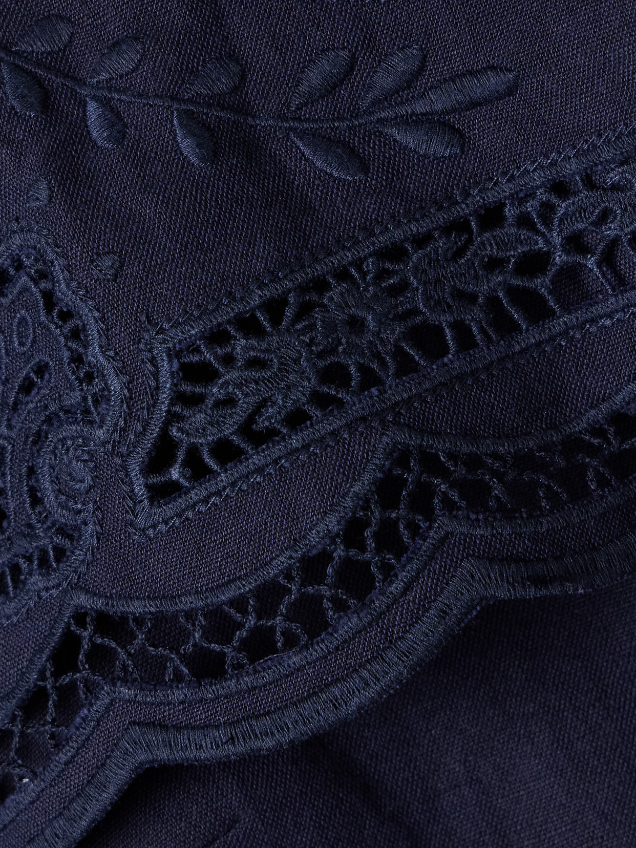 Sea Marie Broderie Anglaise Cotton And Linen-blend Jacket In Blue