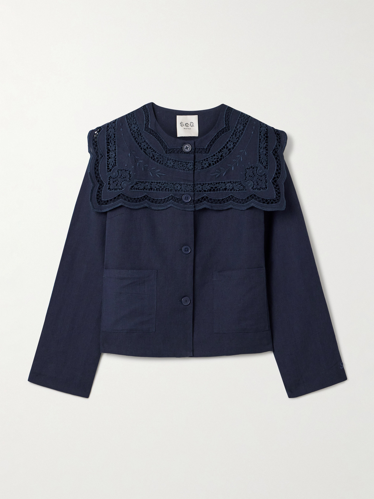 Sea Marie Broderie Anglaise Cotton And Linen-blend Jacket