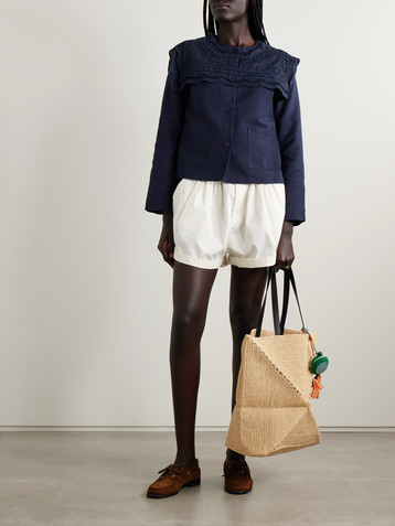 Sea Marie broderie anglaise cotton and linen-blend jacket