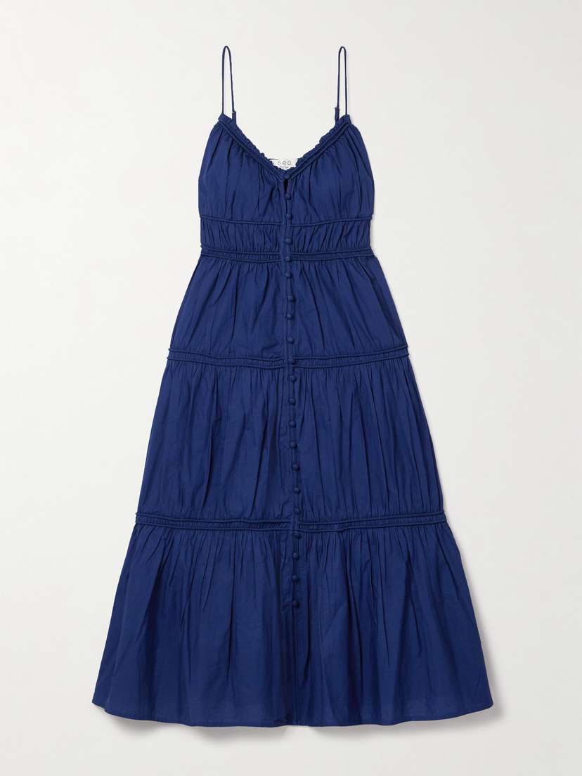 Sea Camden Tiered Gathered Cotton-voile Midi Dress