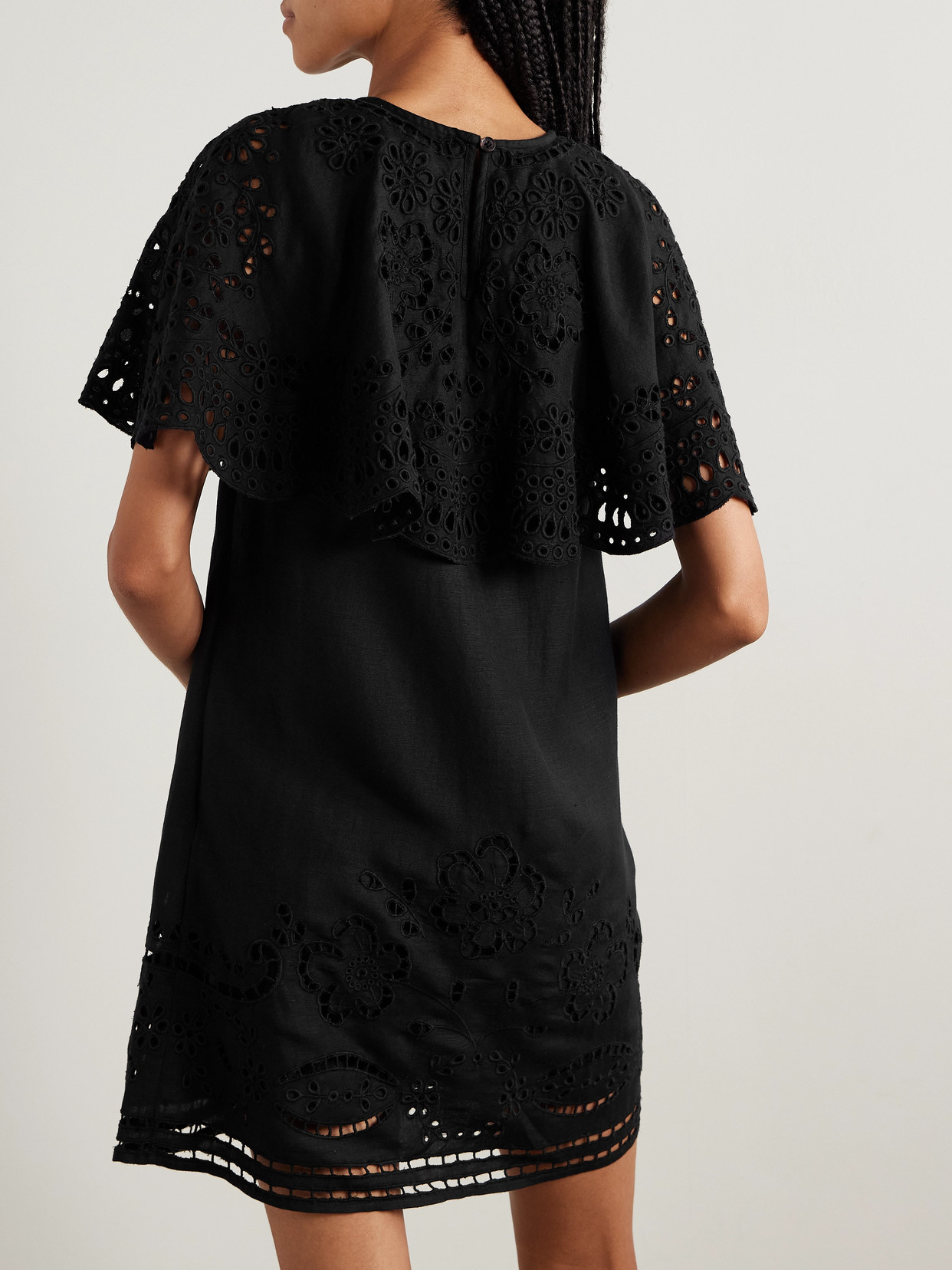 Sea Lula Layered Broderie Anglaise Mini Dress In Black
