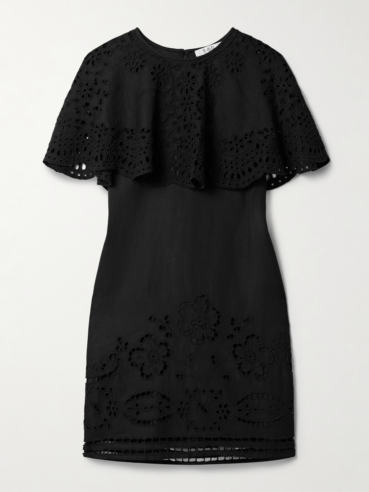 Sea Lula Layered Broderie Anglaise Mini Dress In Black