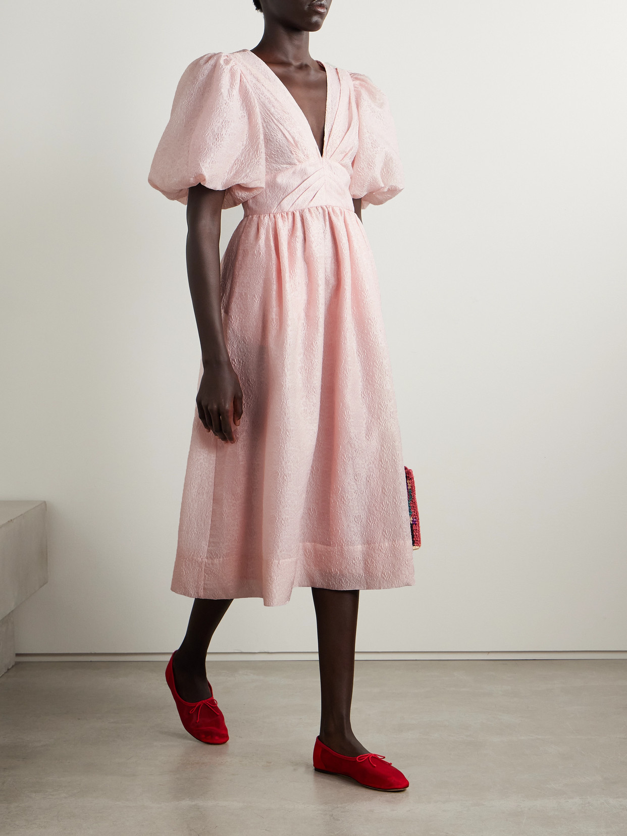Sea Florence Gathered Cloqué Midi Dress