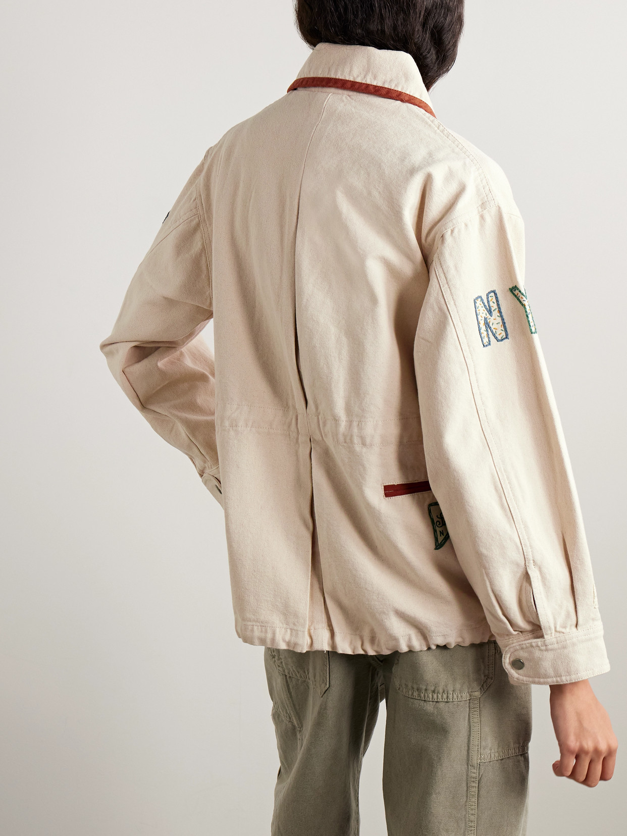 Sea Carolyn Appliquéd Embroidered Cotton-canvas Jacket In Neutral