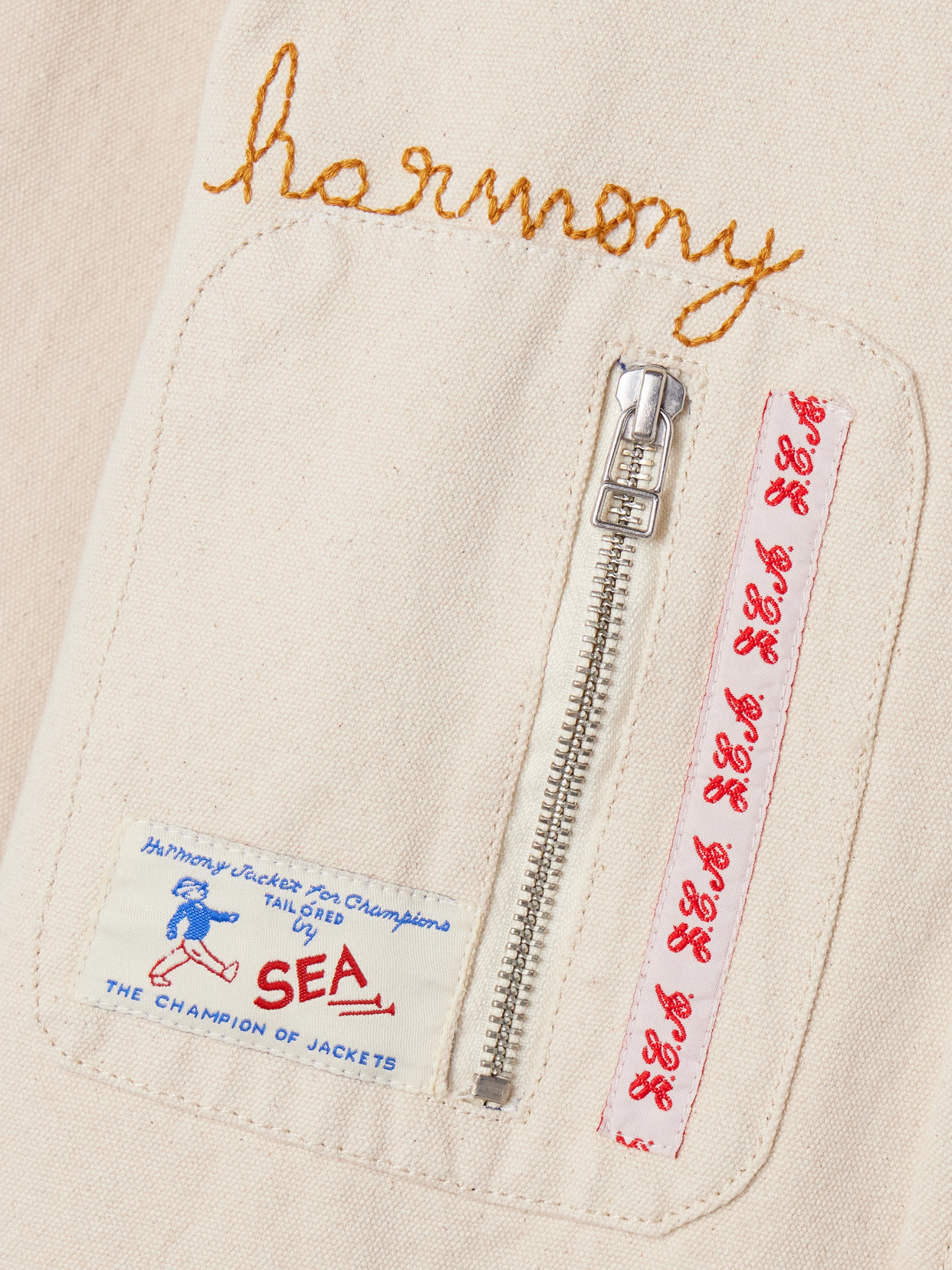 Sea Carolyn Appliquéd Embroidered Cotton-canvas Jacket In Neutral