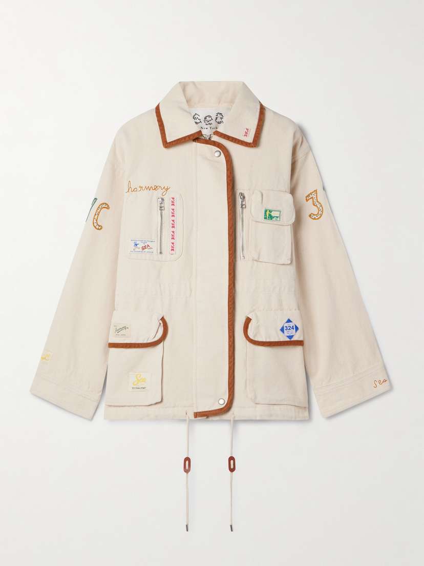 Sea Carolyn Appliquéd Embroidered Cotton-canvas Jacket