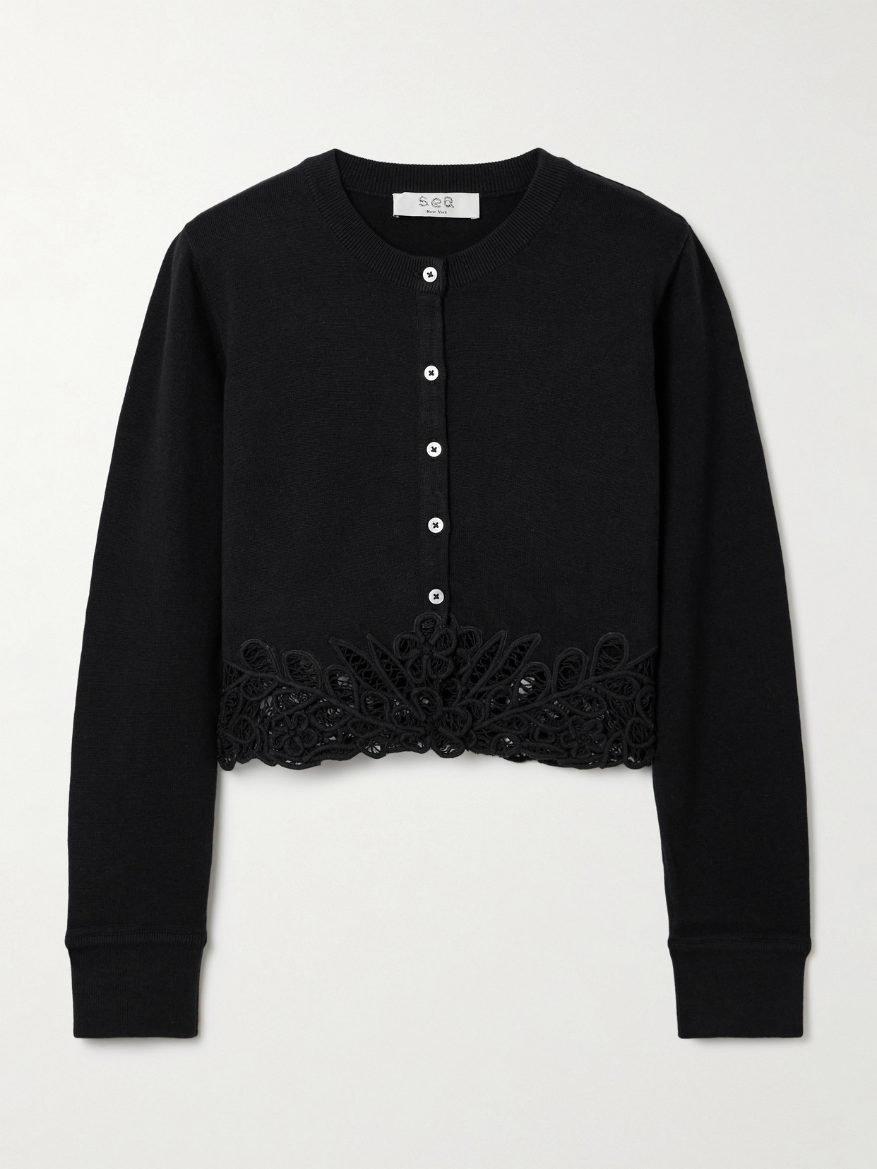 Sea Iyla Guipure Lace-trimmed Cotton Cardigan