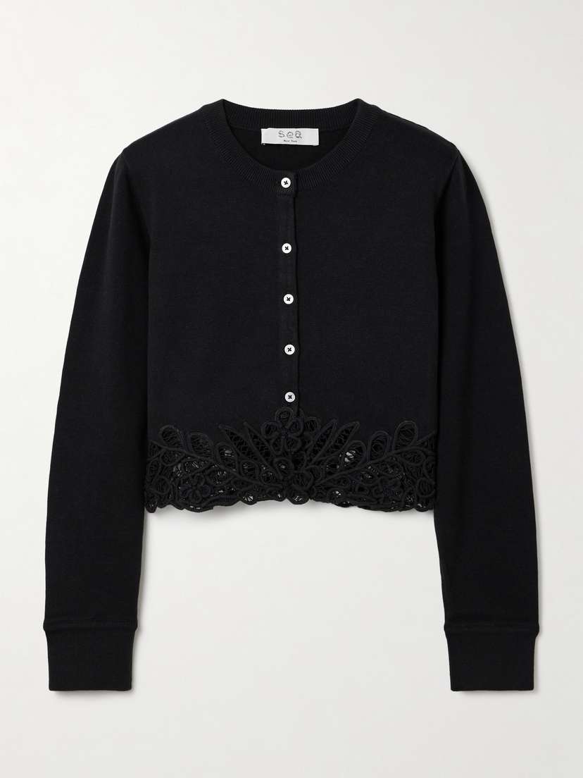 Sea Iyla Guipure Lace-trimmed Cotton Cardigan