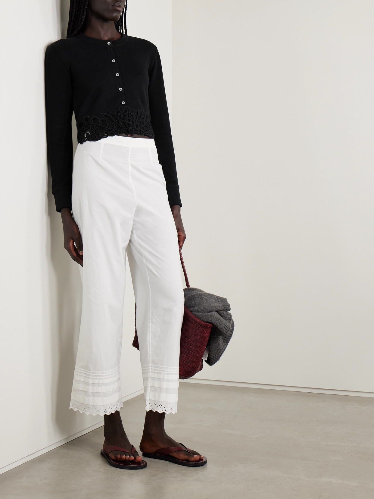 Sea Iyla Guipure Lace-trimmed Cotton Cardigan