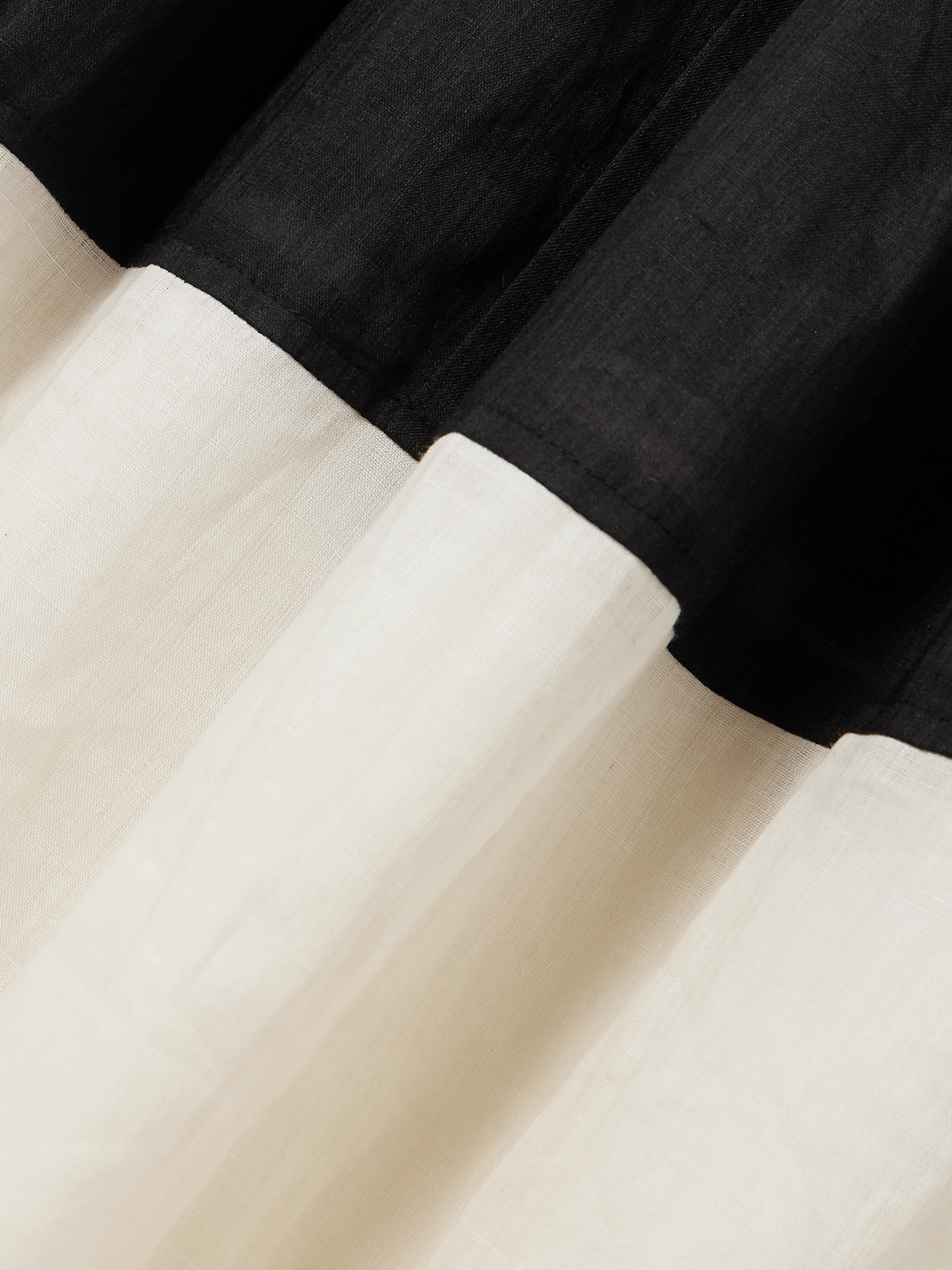 Sea Nicola Two-tone Pintucked Ramie Midi Dress In Black