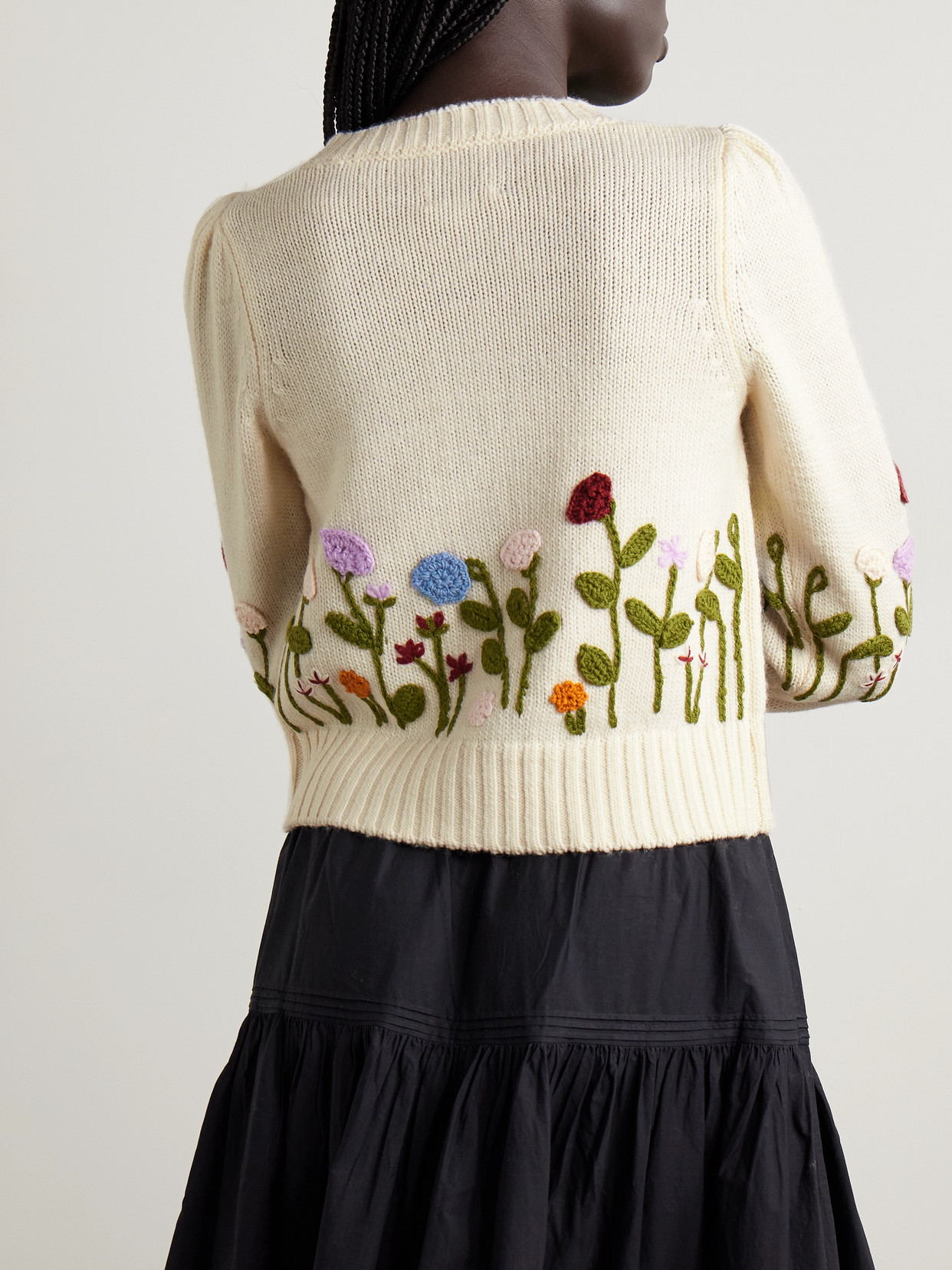 Sea Wendie Embroidered Intarsia Wool-blend Cardigan