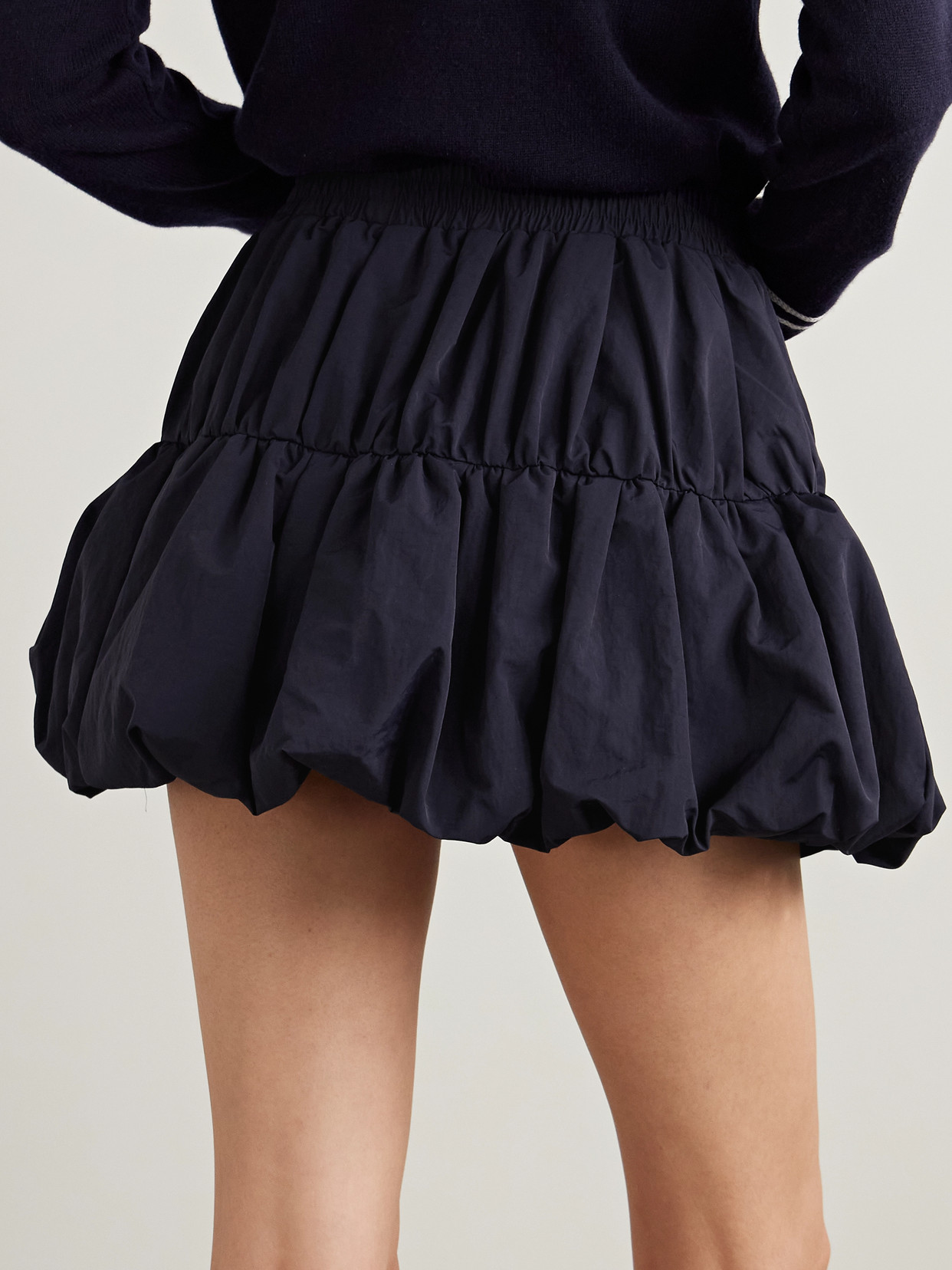 Sea Mirian Tiered Gathered Faille Mini Skirt In Black