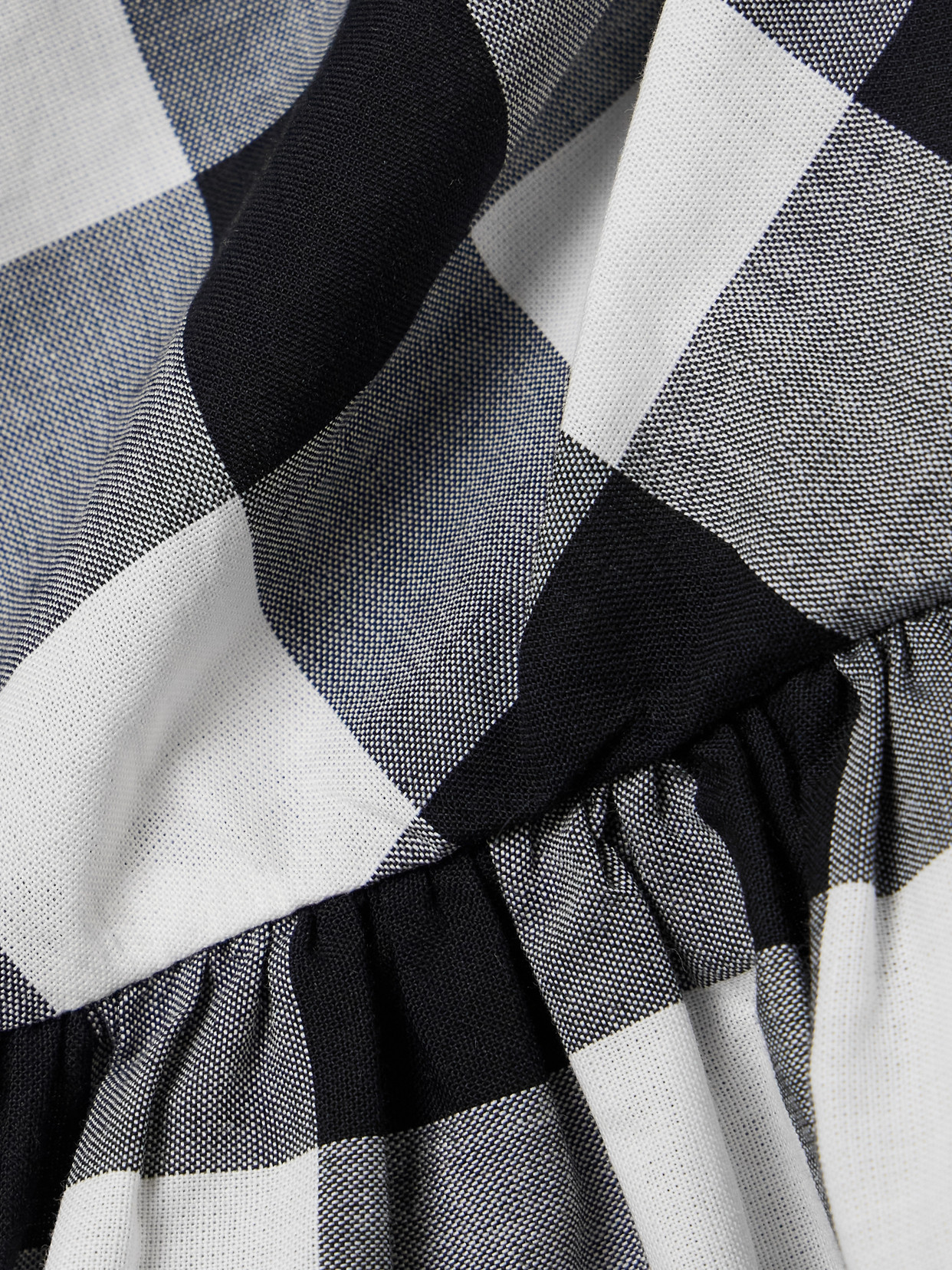 Sea Gathered Gingham Cotton-poplin Peplum Top