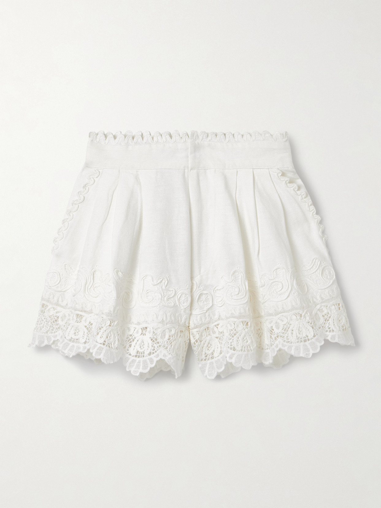 Sea Iyla Guipure Lace-trimmed Cotton And Linen-blend Shorts