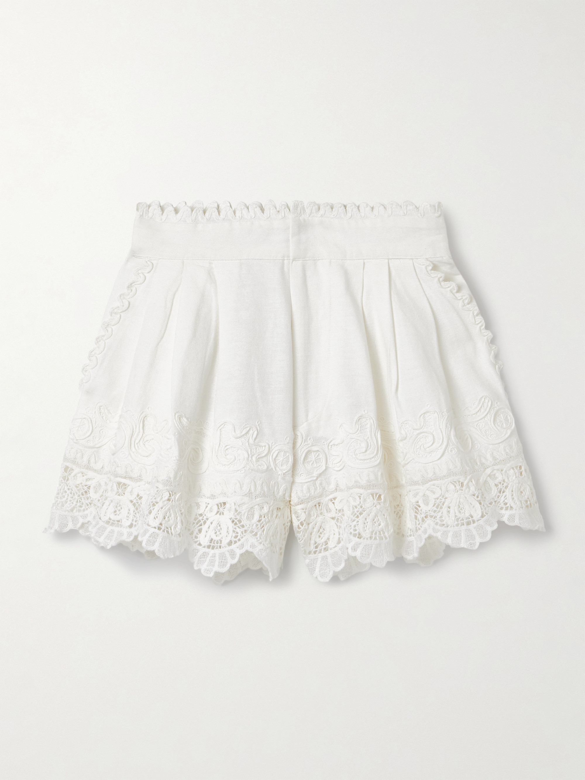 Sea Iyla guipure lace-trimmed cotton and linen-blend shorts thumbnail