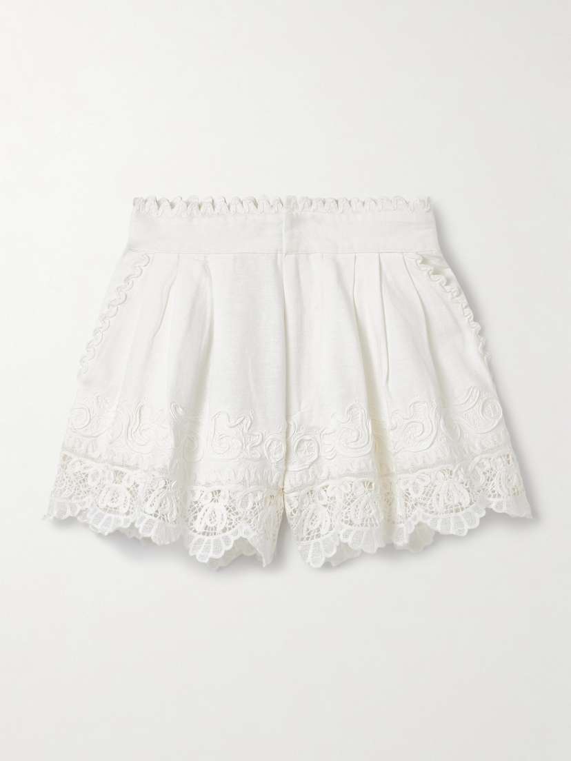 Sea Iyla Guipure Lace-trimmed Cotton And Linen-blend Shorts