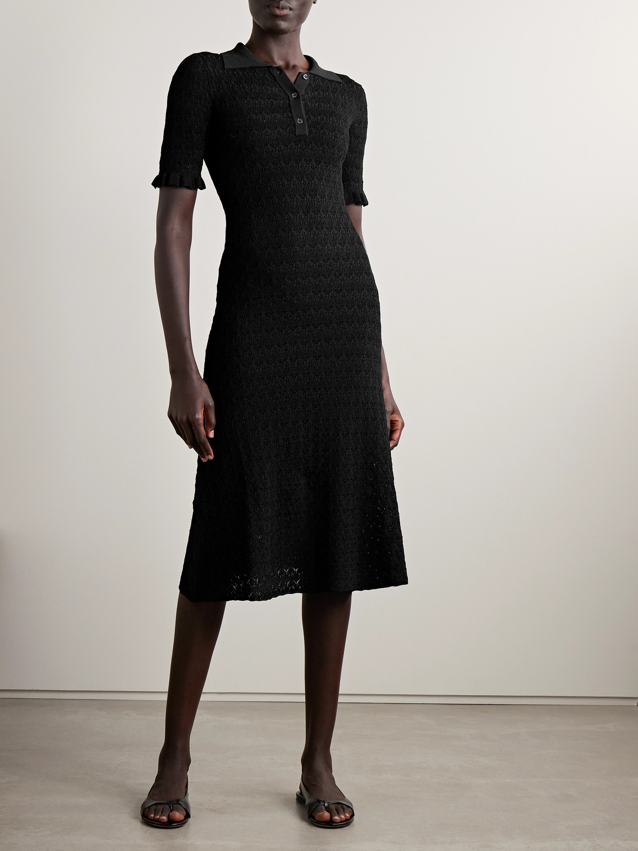 Sea Rue Pointelle-knit Midi Dress