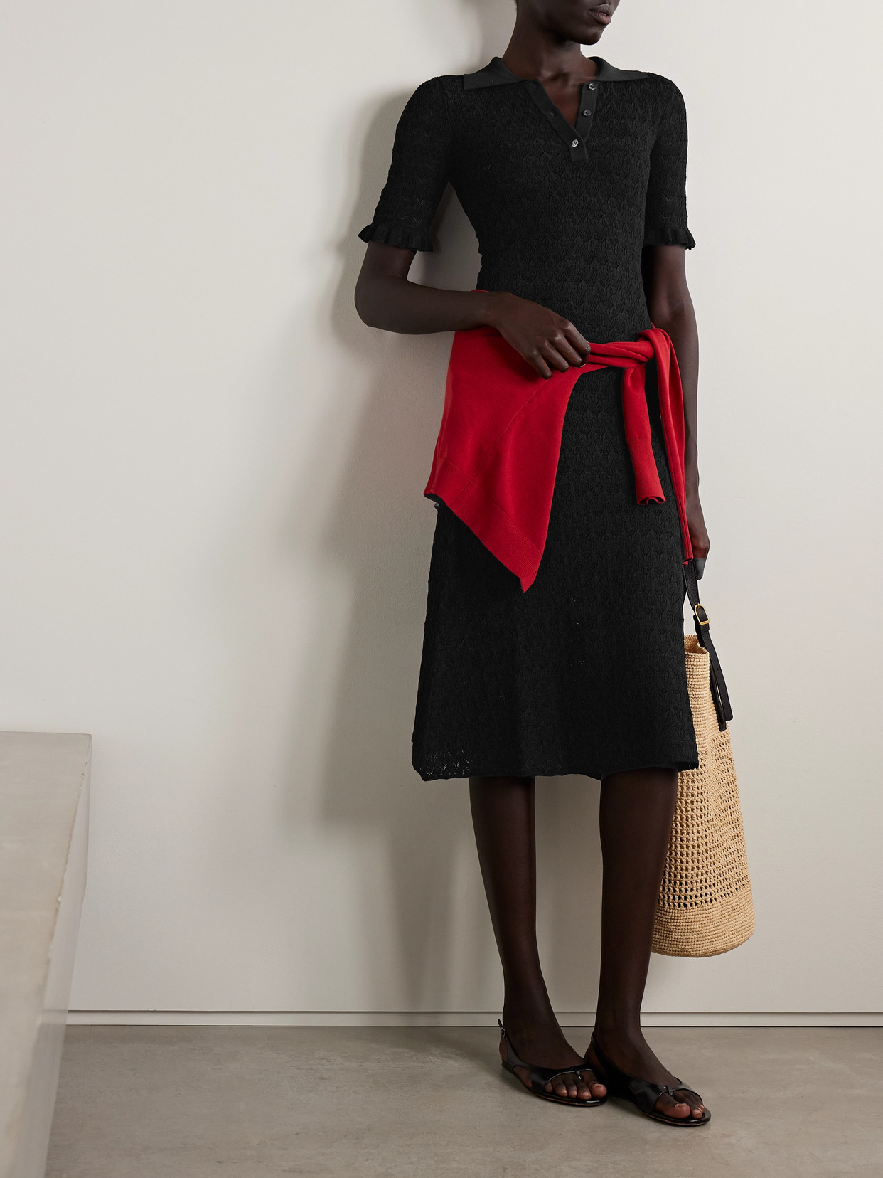 Sea Rue Pointelle-knit Midi Dress