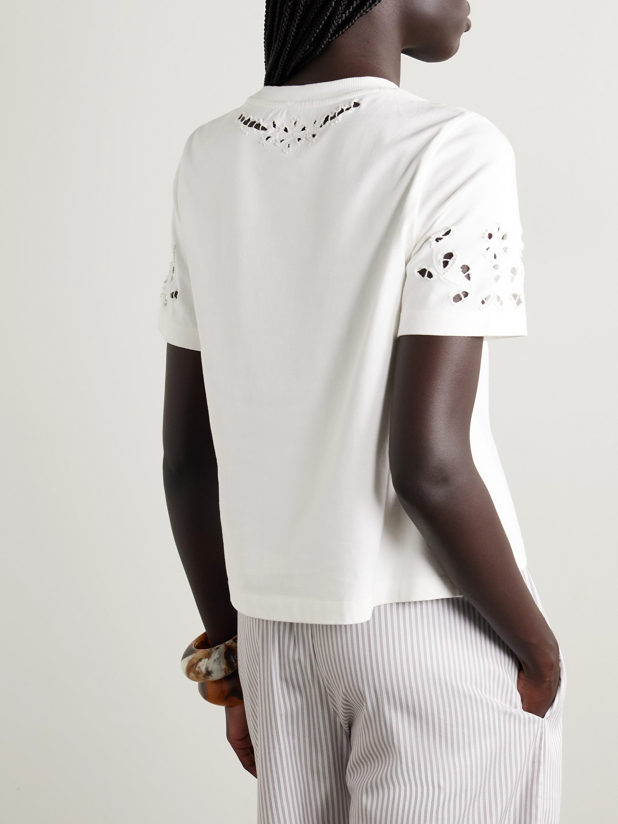 Sea Marie Broderie Anglaise Cotton-jersey T-shirt