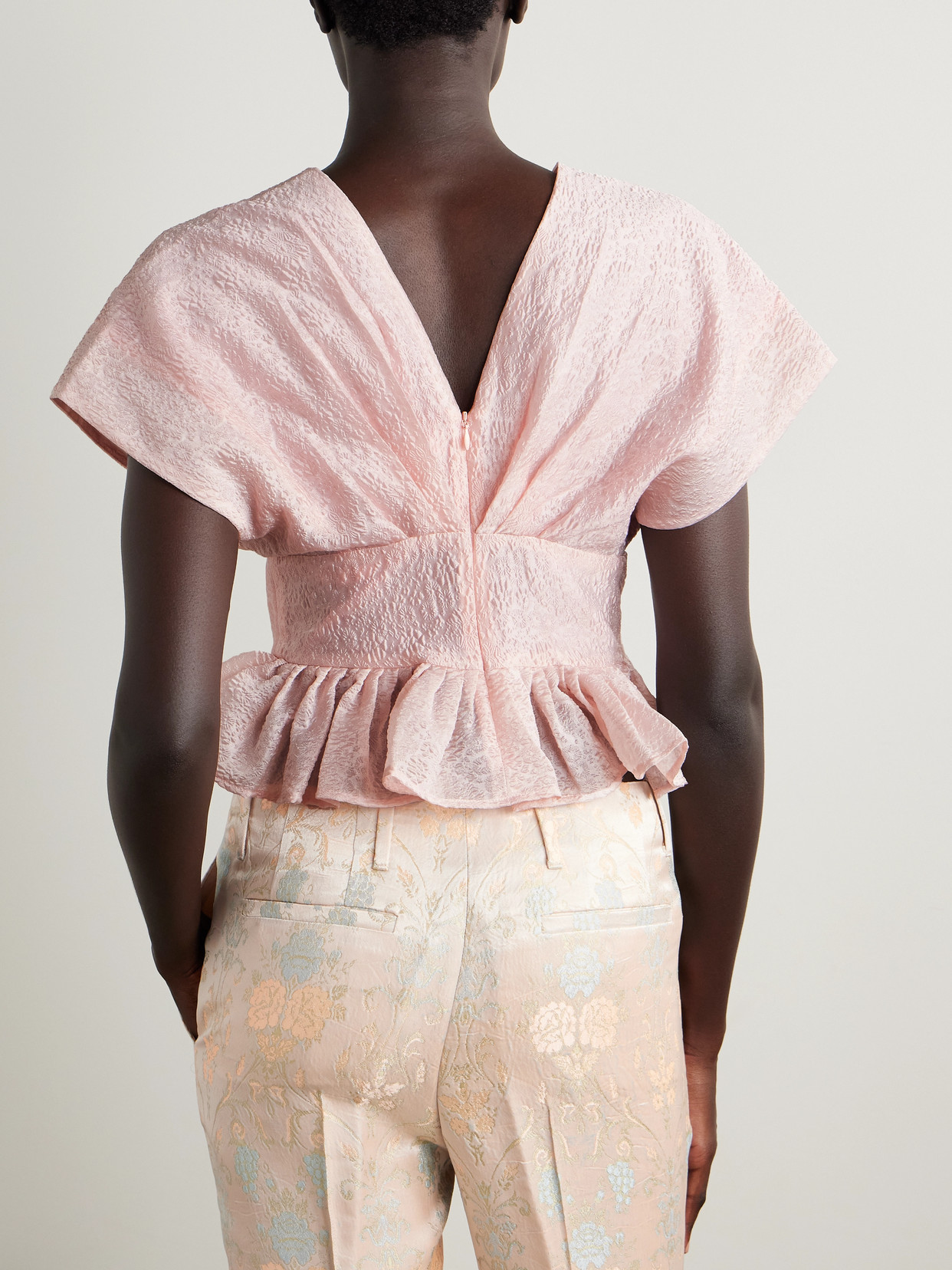 Sea Florence Gathered Cloqué Peplum Top