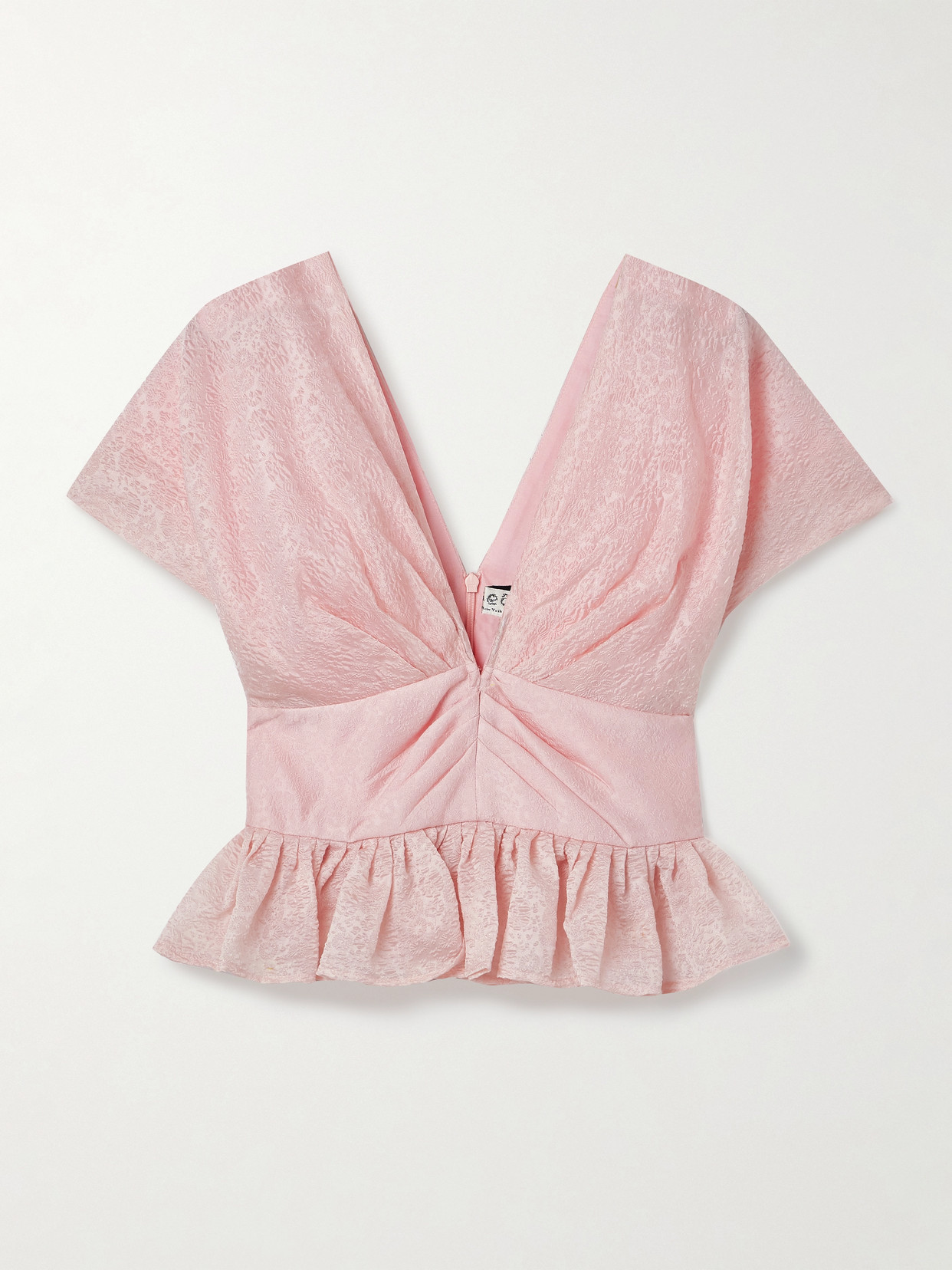 Sea Florence Gathered Cloqué Peplum Top In Pink
