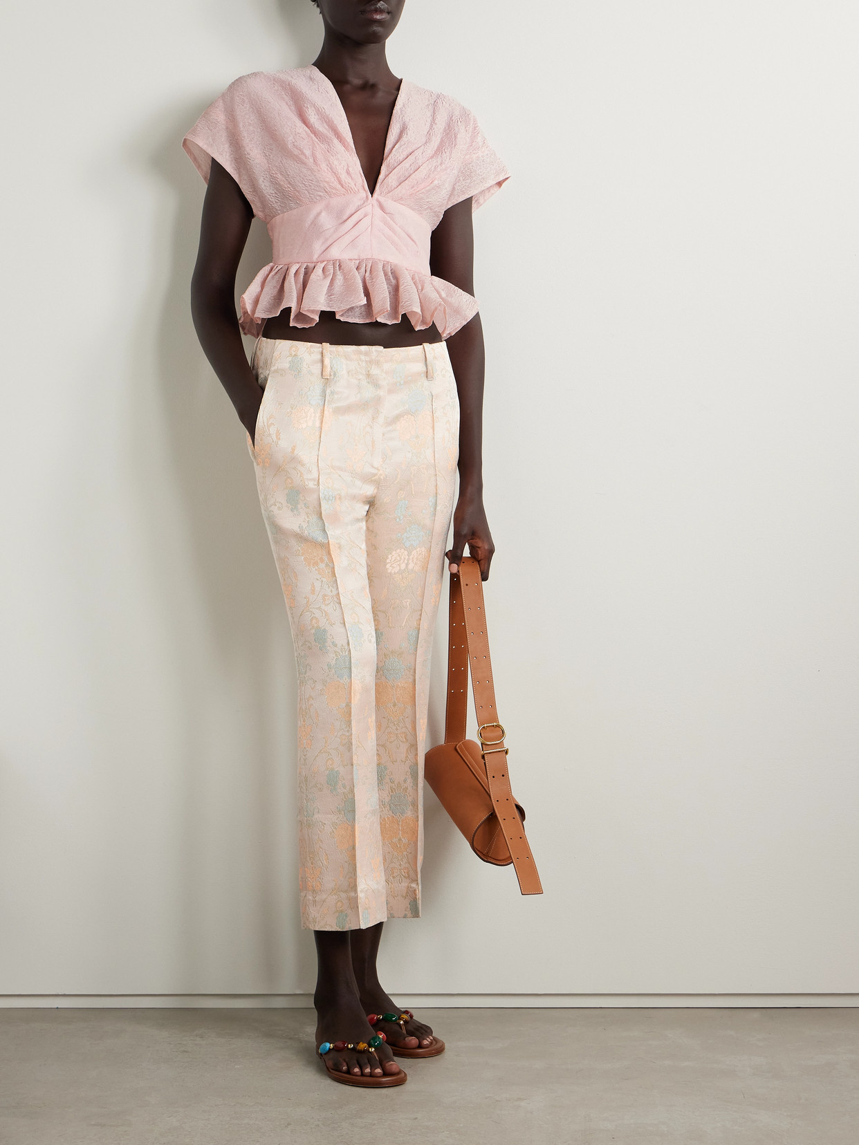 Sea Florence Gathered Cloqué Peplum Top